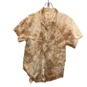 nation sand tie dye cotton short sleeved button down shirt M